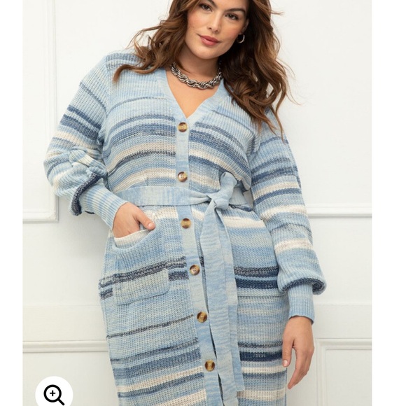 ELOQUII Elements Cardigan Sweater Dress With Tie - Picture 2 of 10